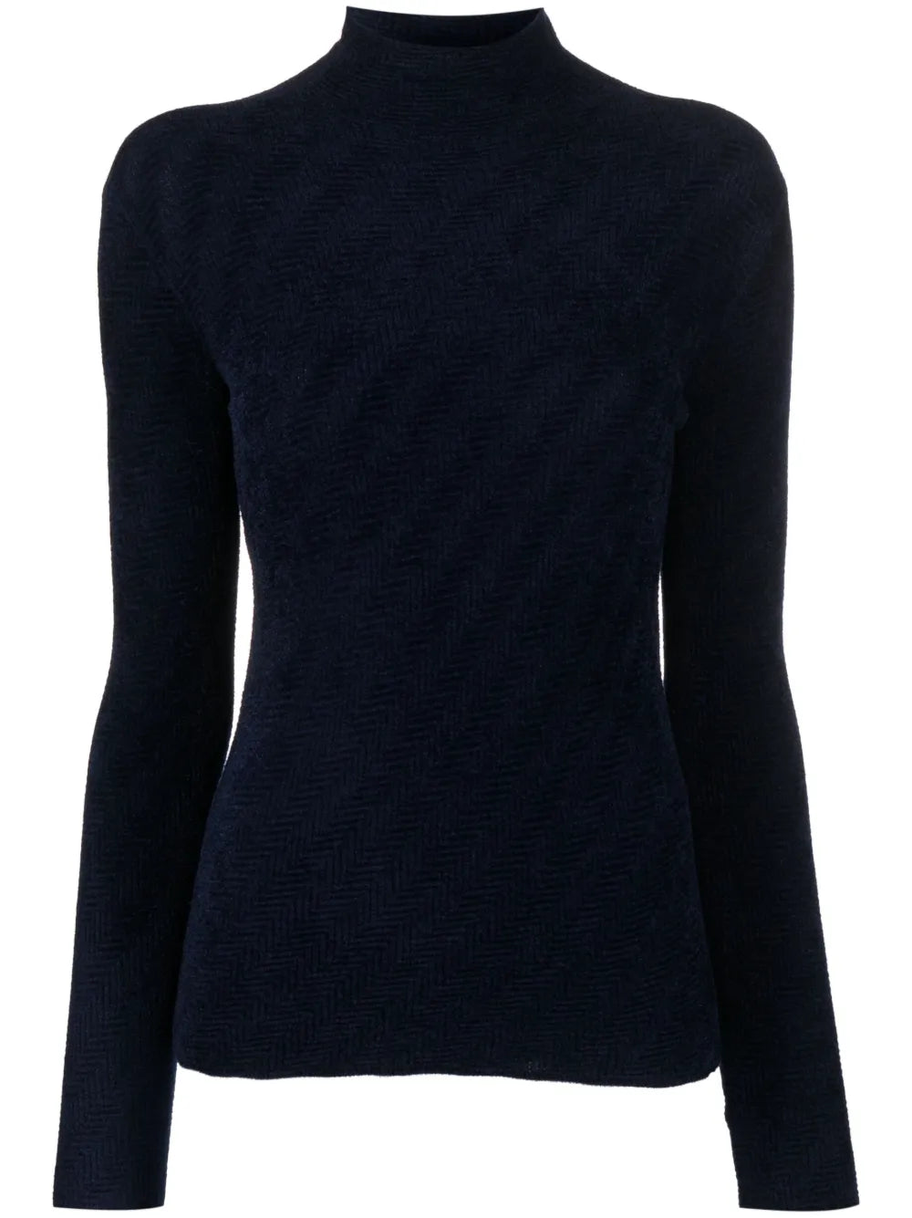 Chevron-Pattern High-Neck Jumper
