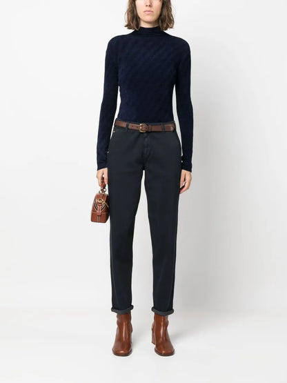 Chevron-Pattern High-Neck Jumper