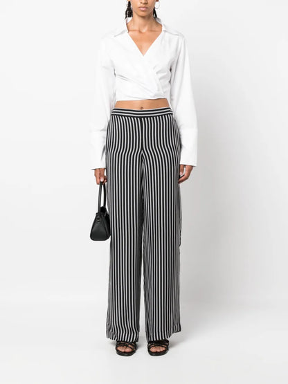 Striped Wide-Leg Trousers