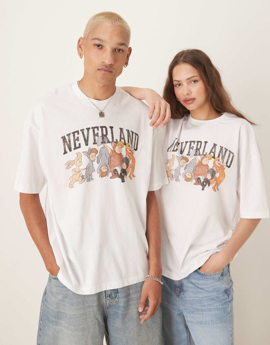 Disney Unisex Oversized T-Shirt With Peter Pan Neverland Prints