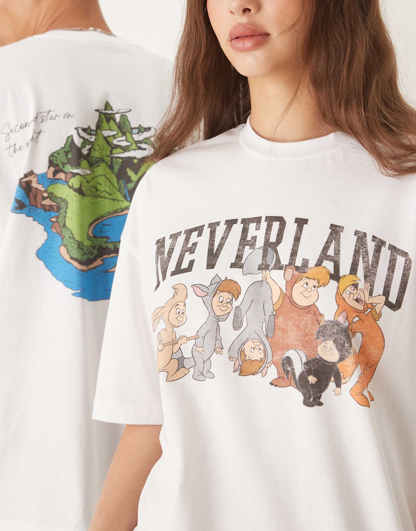 Disney Unisex Oversized T-Shirt With Peter Pan Neverland Prints