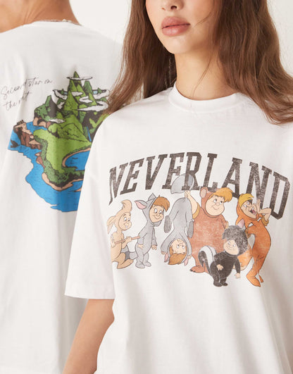 Disney Unisex Oversized T-Shirt With Peter Pan Neverland Prints