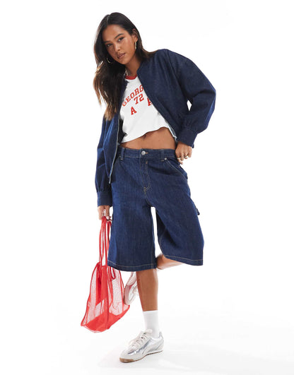 Oversized Denim Bomber Jacket