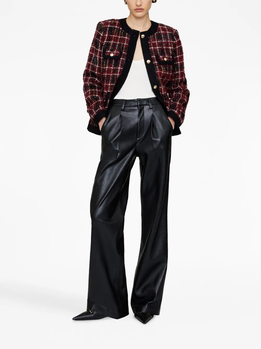 Wide-Leg Recycled-Leather Trousers
