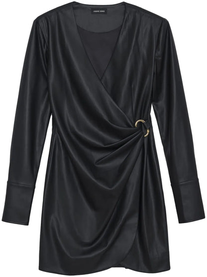 Joey Faux-Leather Wrap Minidress