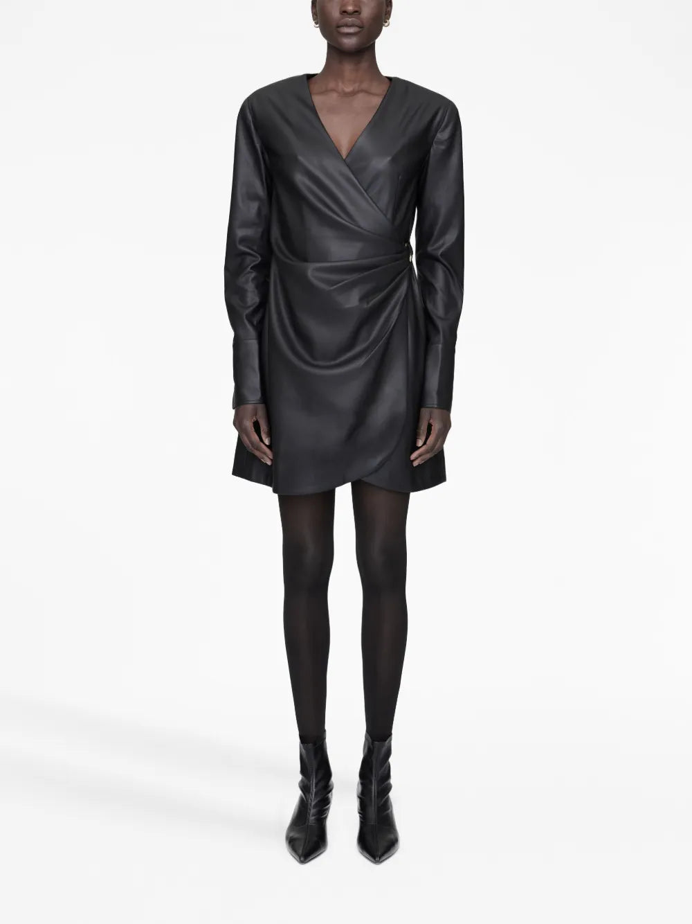 Joey Faux-Leather Wrap Minidress