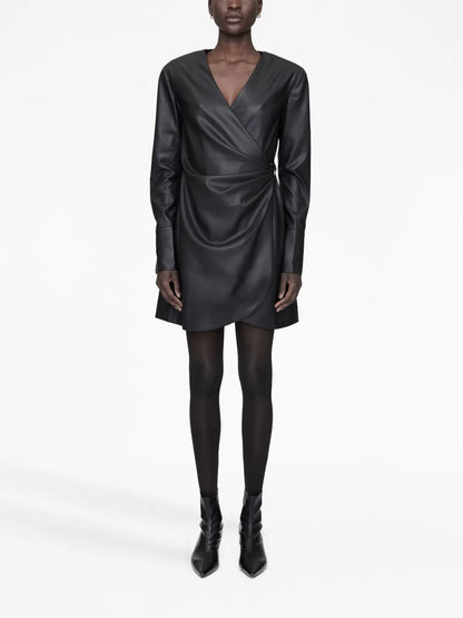 Joey Faux-Leather Wrap Minidress