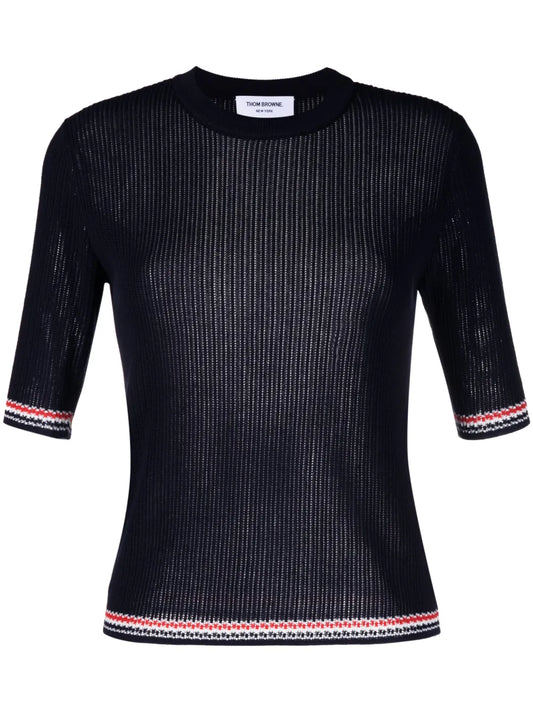 Rwb Stripe Pointelle-Knit Top