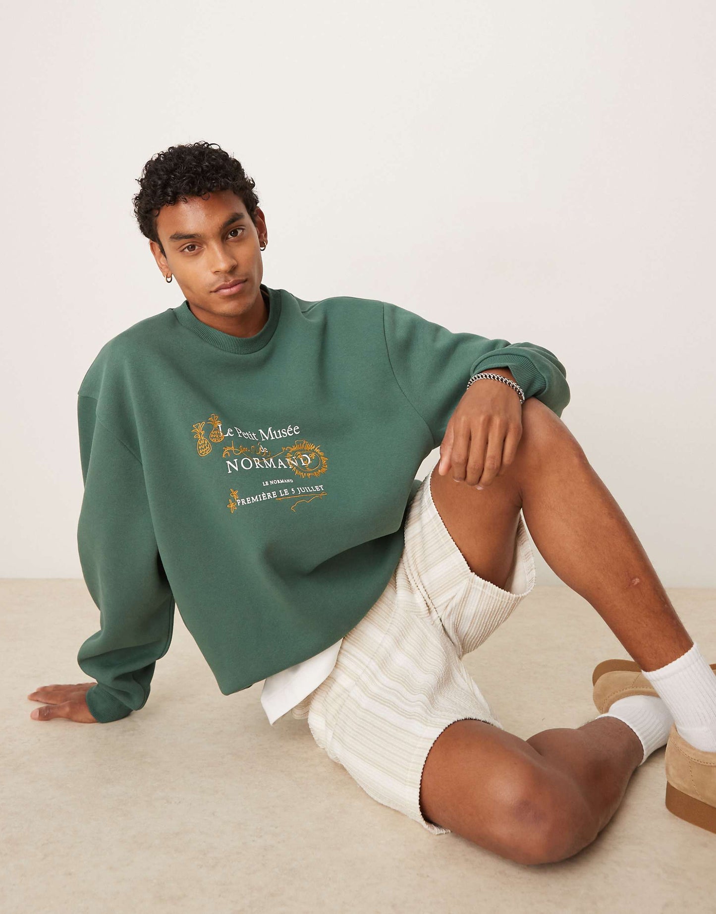 Oversized Sweatshirt With Embroidery And Print Chest