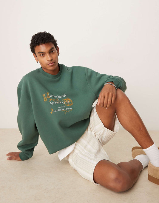 Oversized Sweatshirt With Embroidery And Print Chest