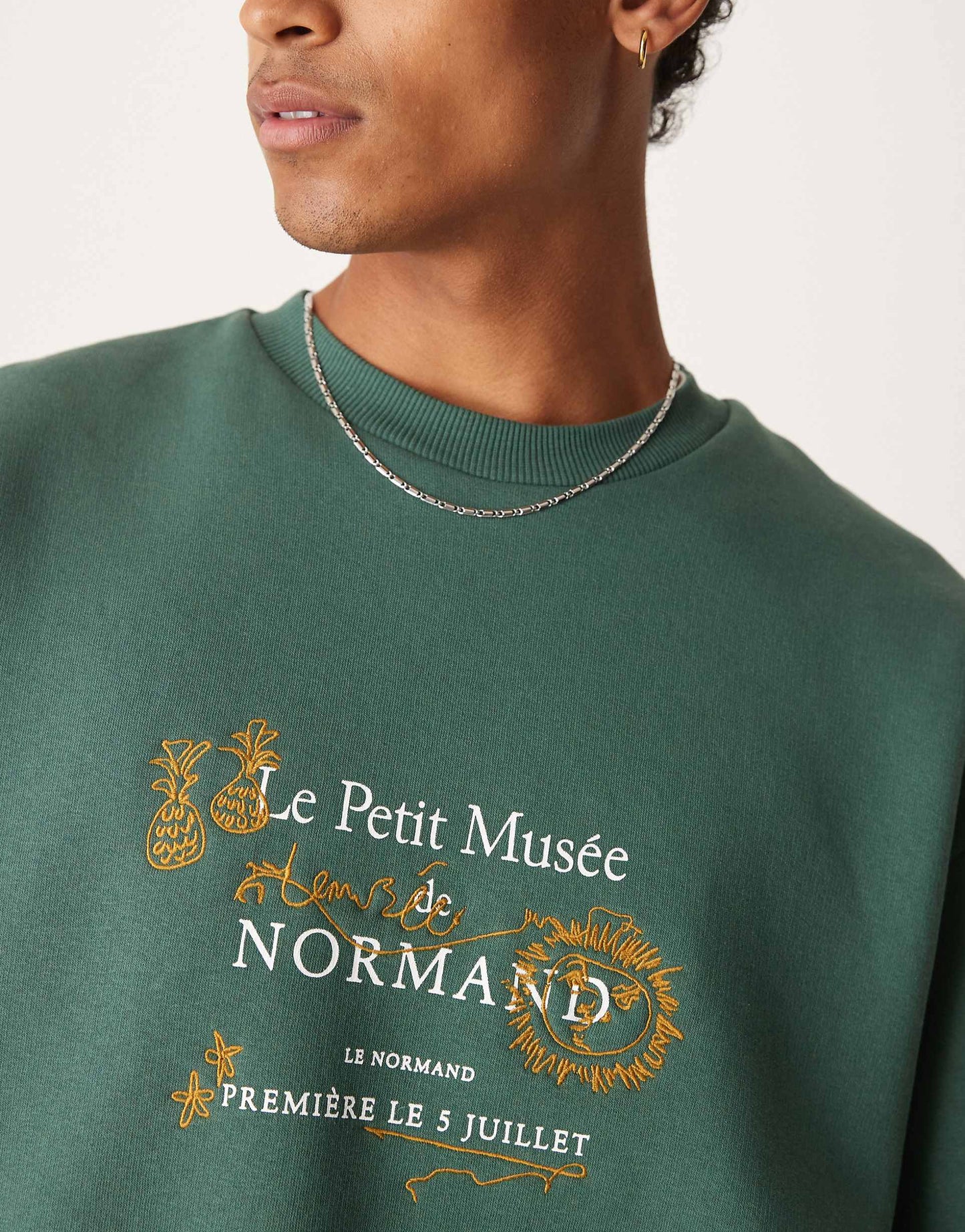 Oversized Sweatshirt With Embroidery And Print Chest