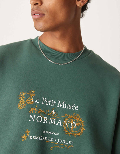 Oversized Sweatshirt With Embroidery And Print Chest