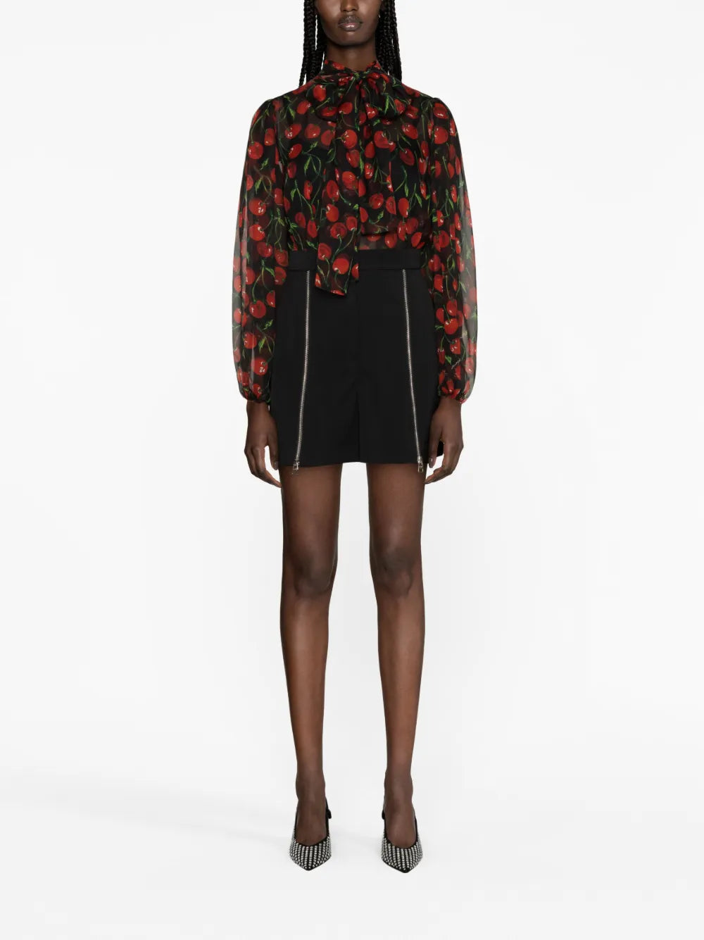 Cherry-Print Silk Blouse