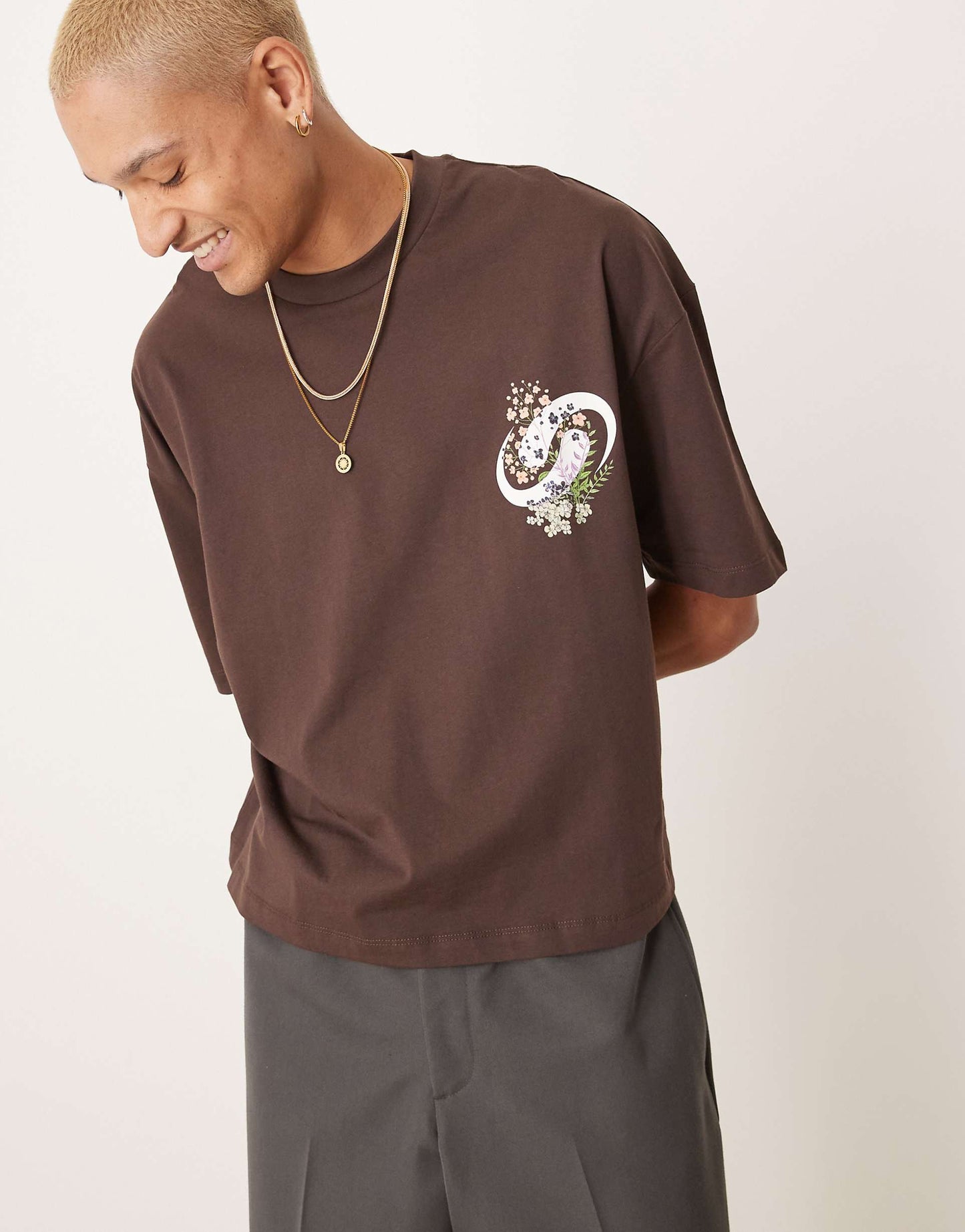 Boxy Oversized T-Shirt With Floral Graphic