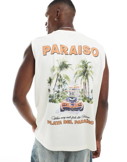 Oversized Tank With Chest And Back Print