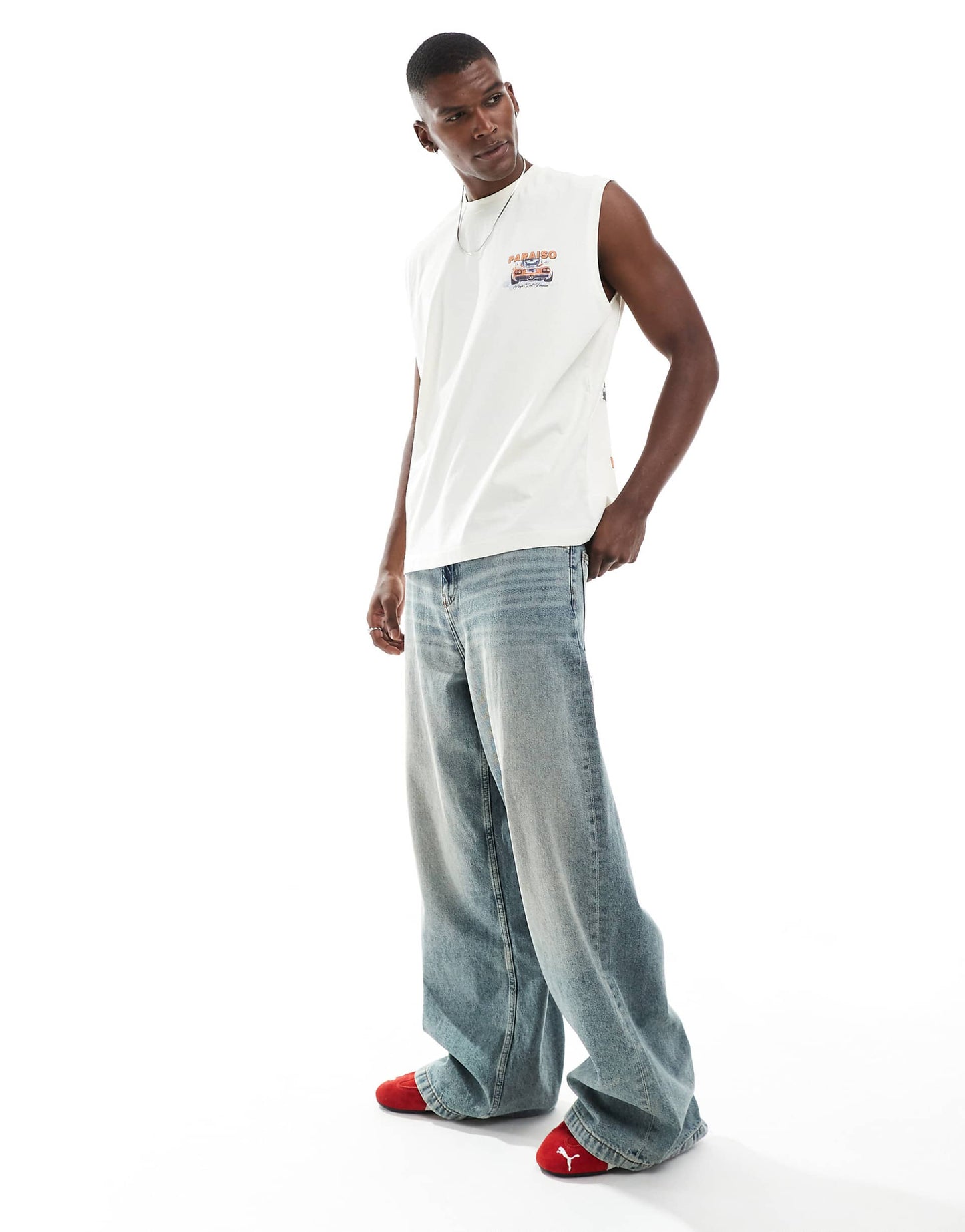 Oversized Tank With Chest And Back Print