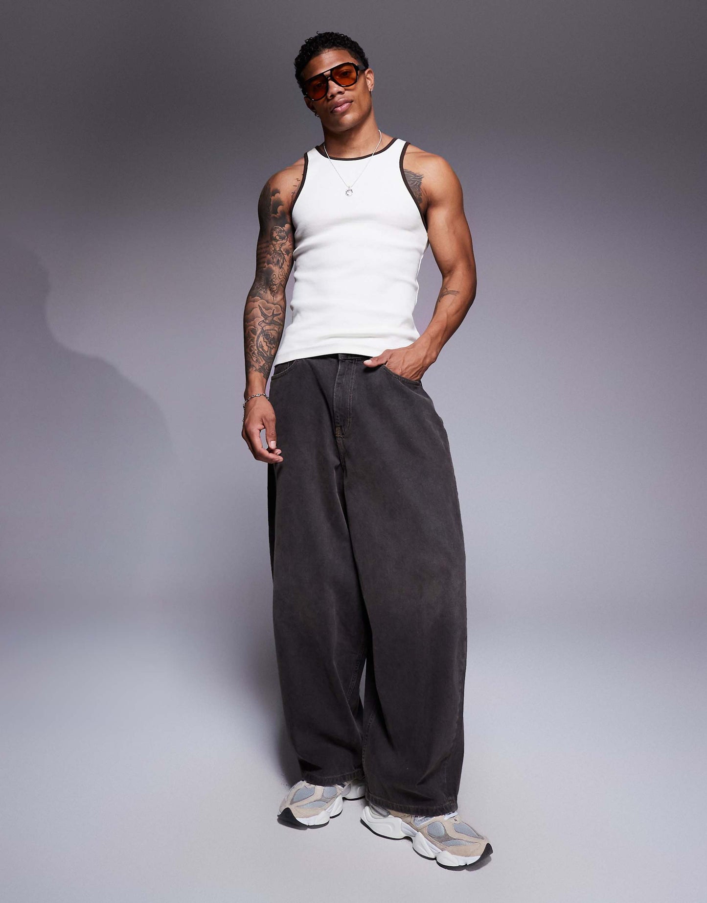 Muscle Fit Rib Vest With Contrast Binding