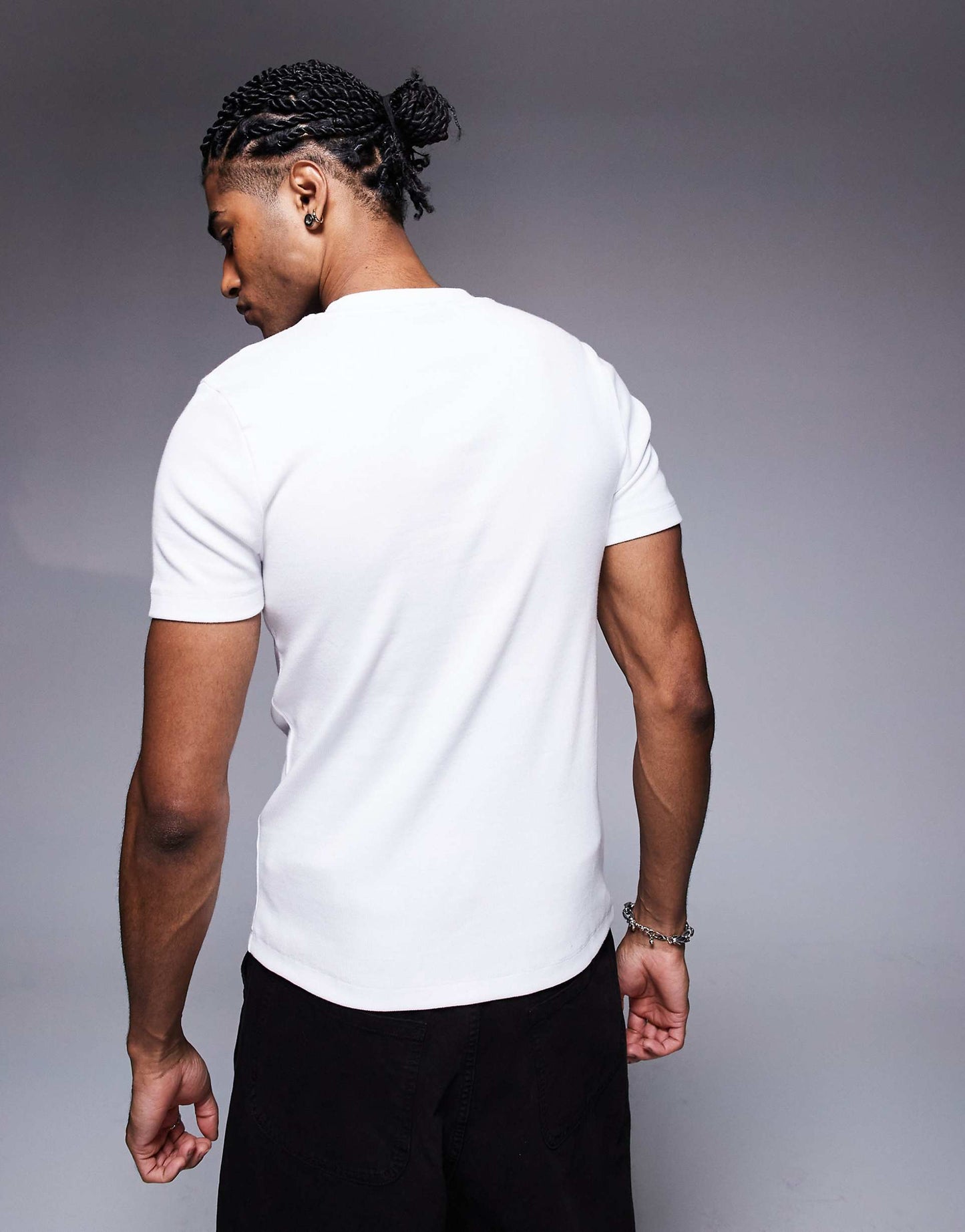 Muscle Fit Rib T-Shirt With Henley Neck