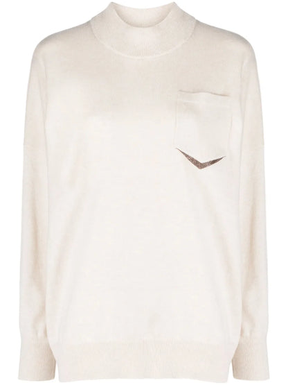 Monili-Detail Cashmere Jumper