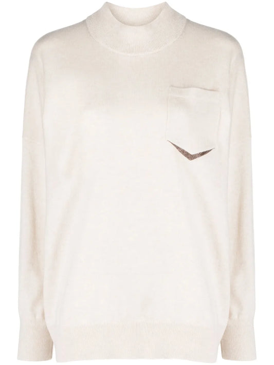 Monili-Detail Cashmere Jumper