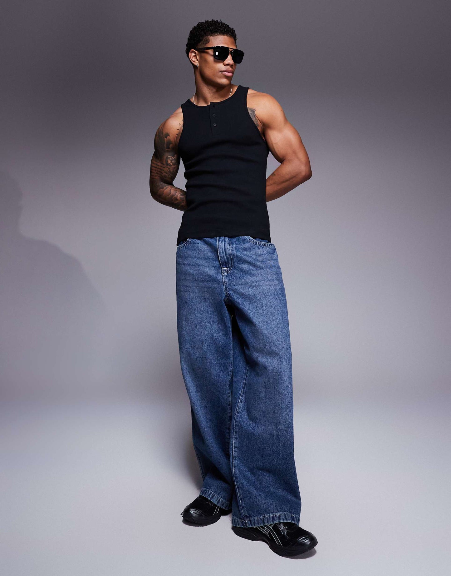 Muscle Fit Henley Rib Vest