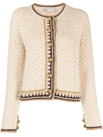 Round-Neck Button-Up Cardigan