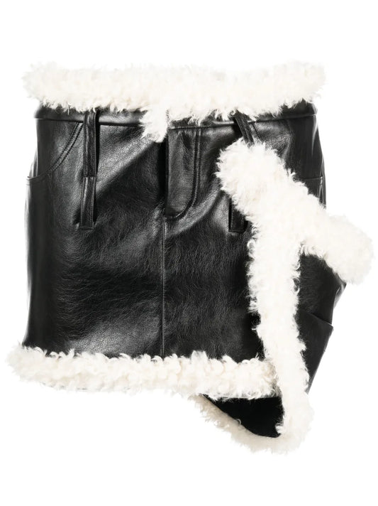 Shearling-Trim Miniskirt