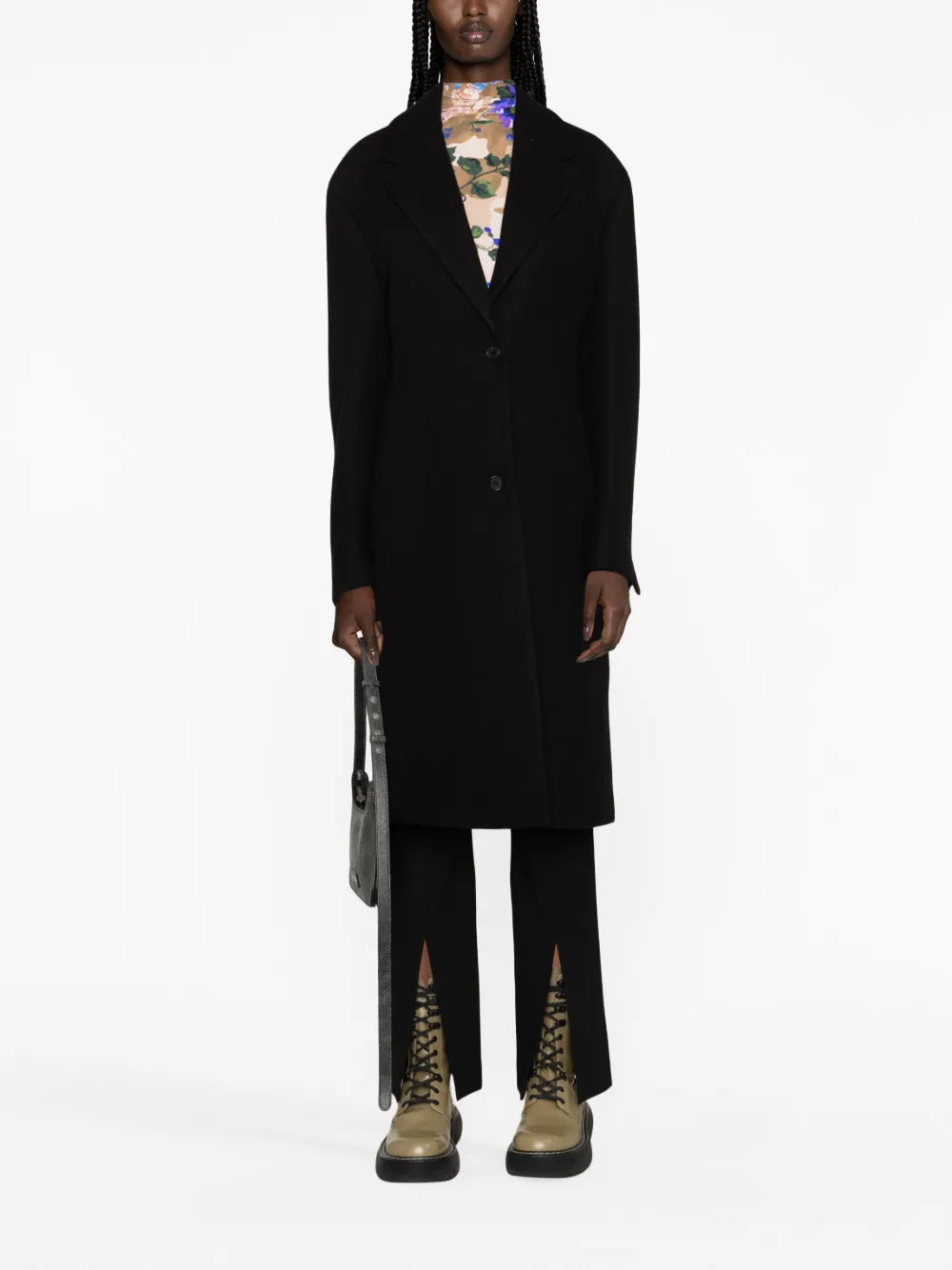 Logo-Embroidered Single-Breasted Coat