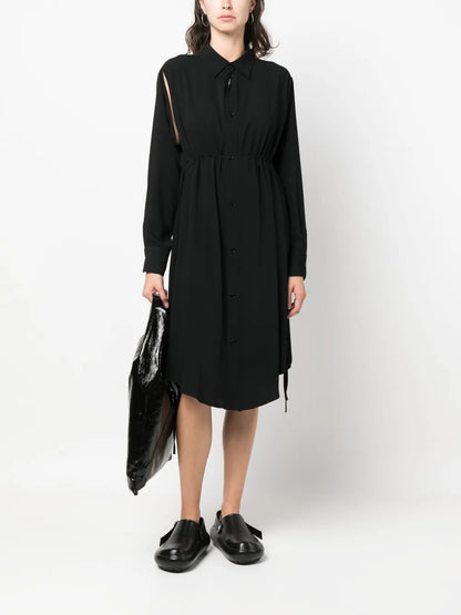 Drawstring-Waist Shirt Dress