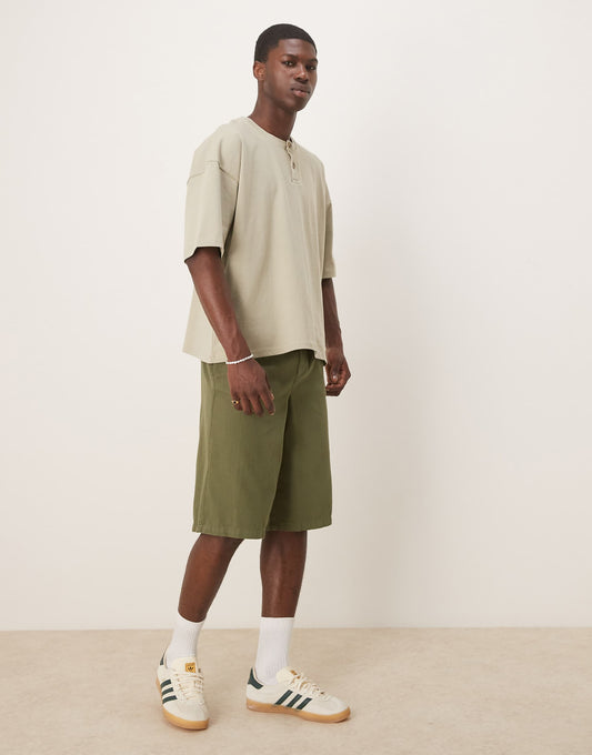 Wide Longline Herringbone Shorts
