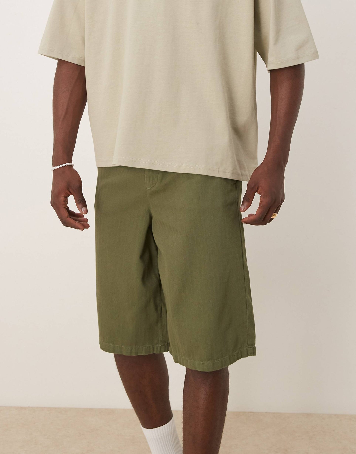 Wide Longline Herringbone Shorts