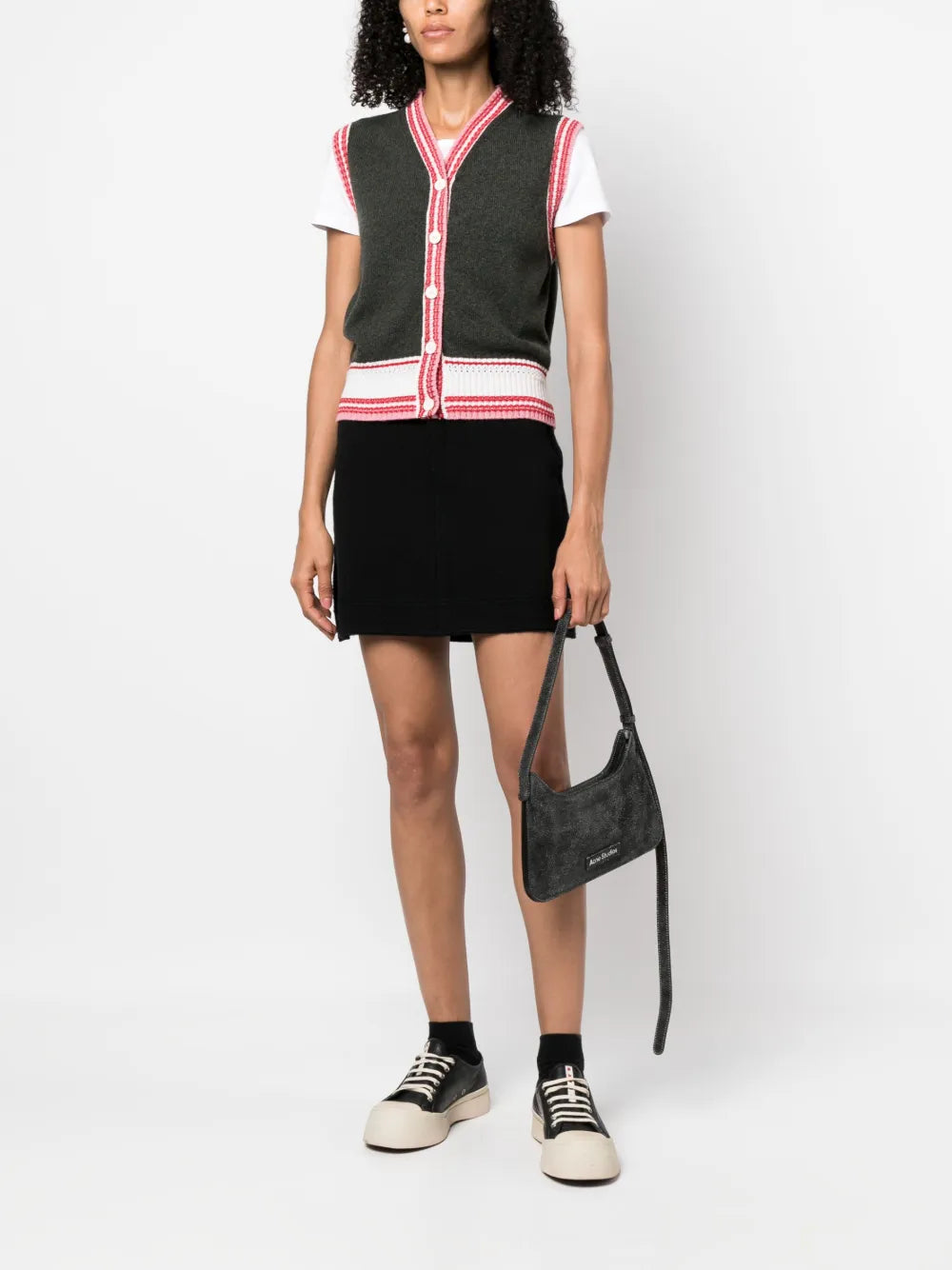 Contrast-Stitch Mini Skirt