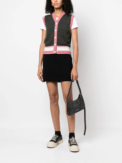Contrast-Stitch Mini Skirt