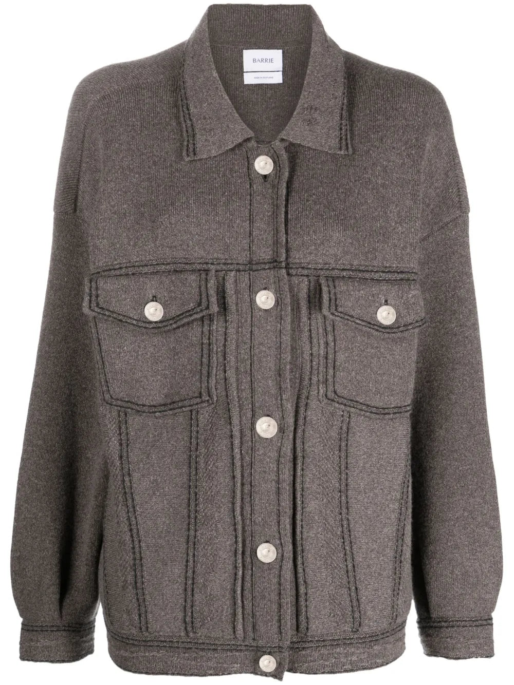 Contrast-Stitching Denim-Effect Jacket