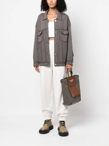 Contrast-Stitching Denim-Effect Jacket
