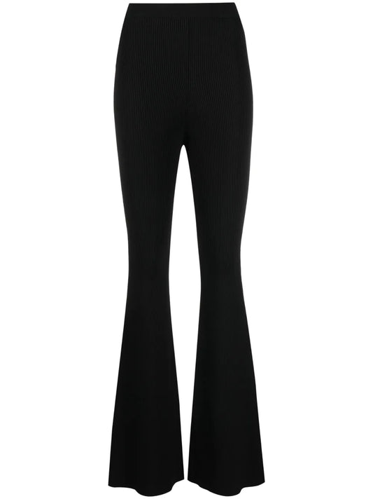 Ribbed-Knit Flared Trousers