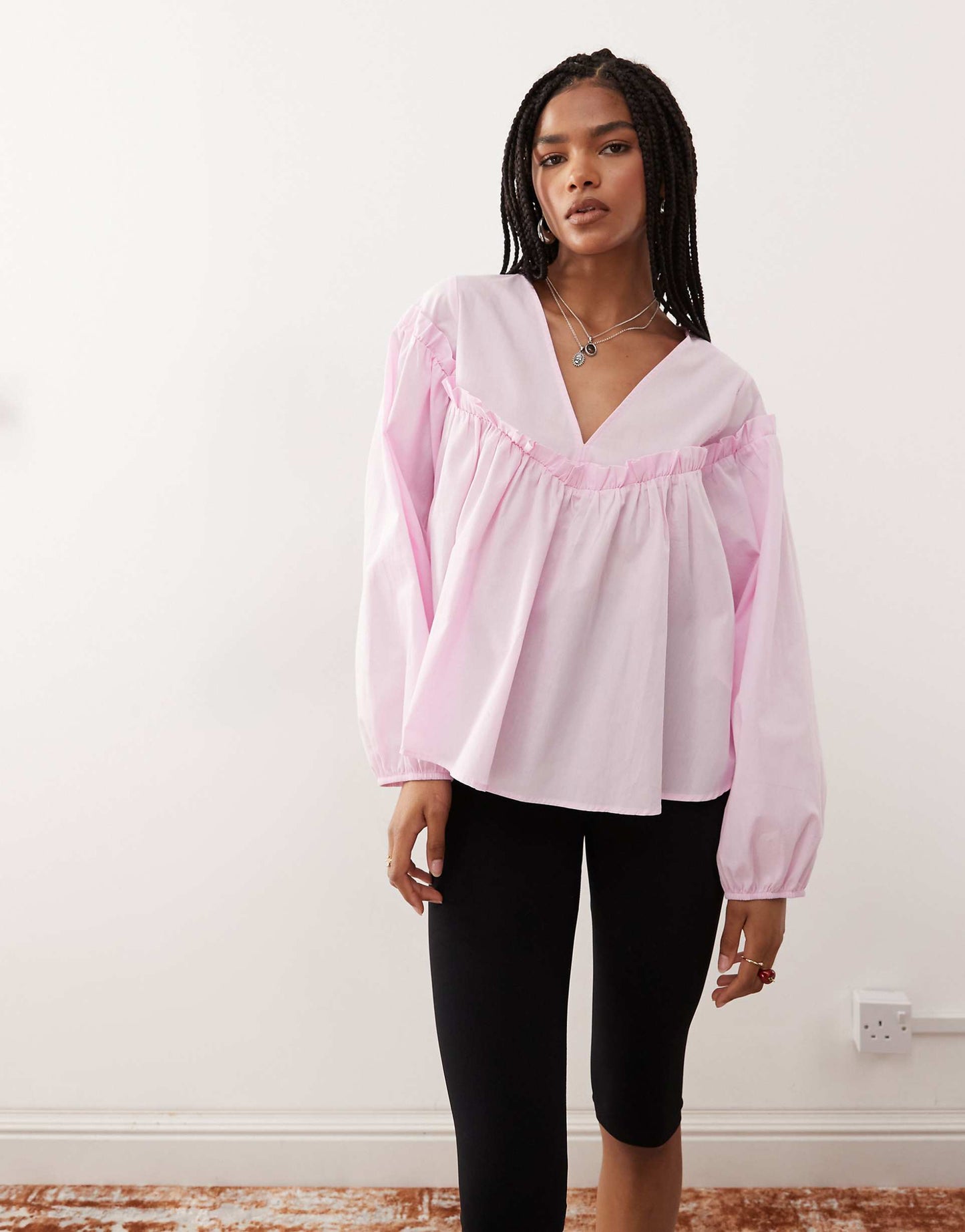 Ruffle Yoke Smock Top