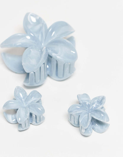 Set Of 3 Flower Hair Clips