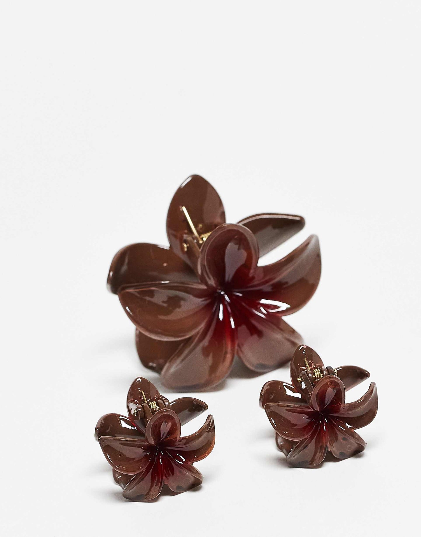 Set Of 3 Flower Hair Clips