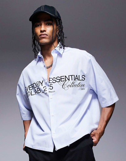 Boxy Oversized Poplin Shirt With Graphic