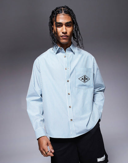 Oversized Stripe Shirt With Embroidery