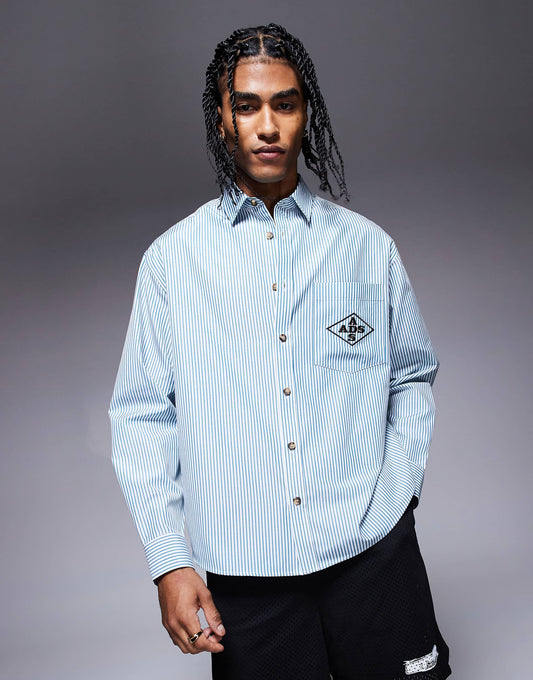 Oversized Stripe Shirt With Embroidery