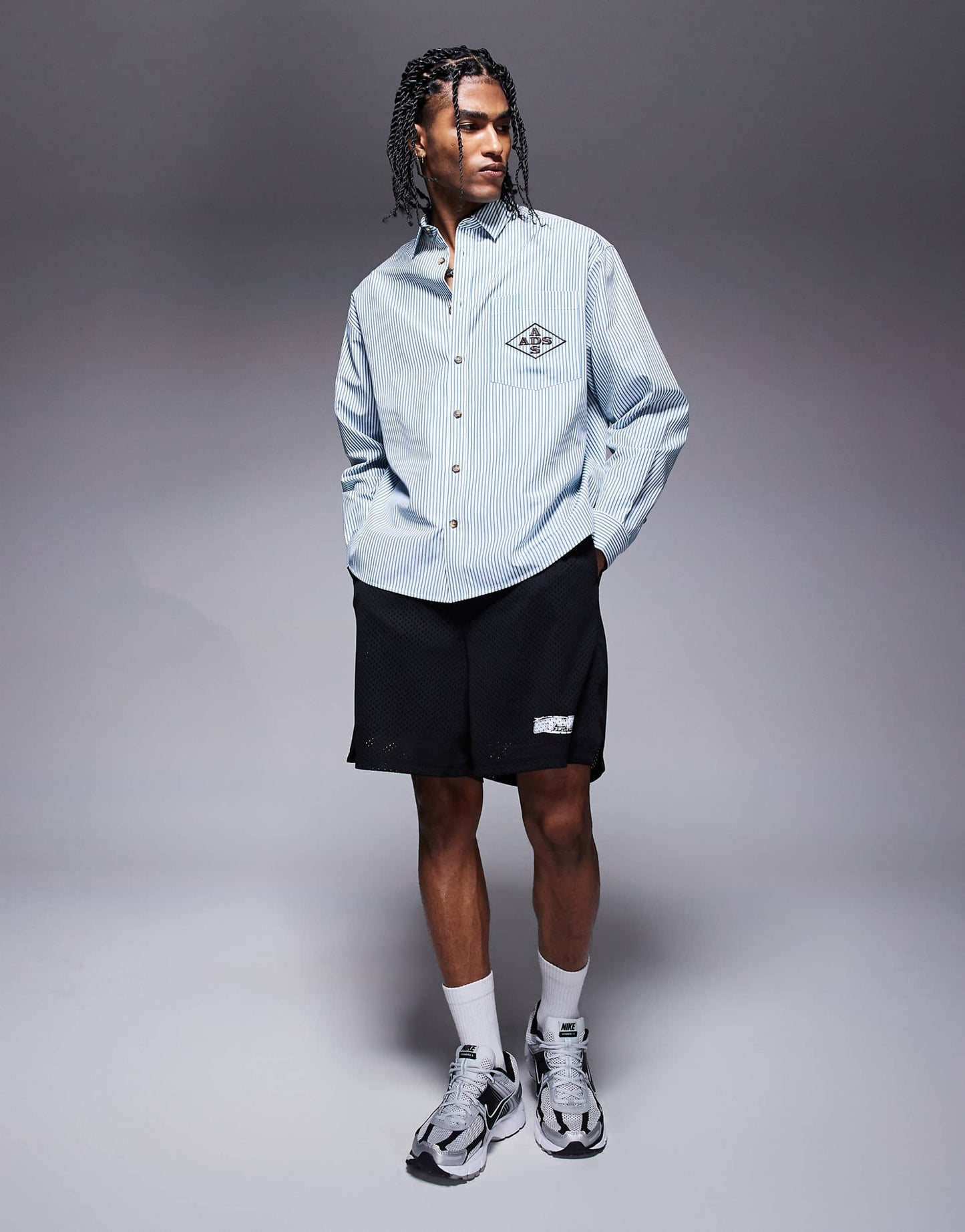 Oversized Stripe Shirt With Embroidery