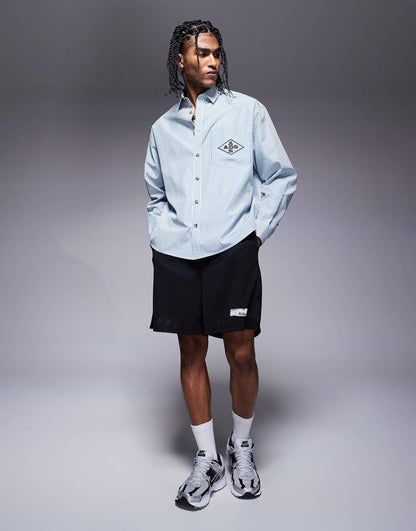 Oversized Stripe Shirt With Embroidery