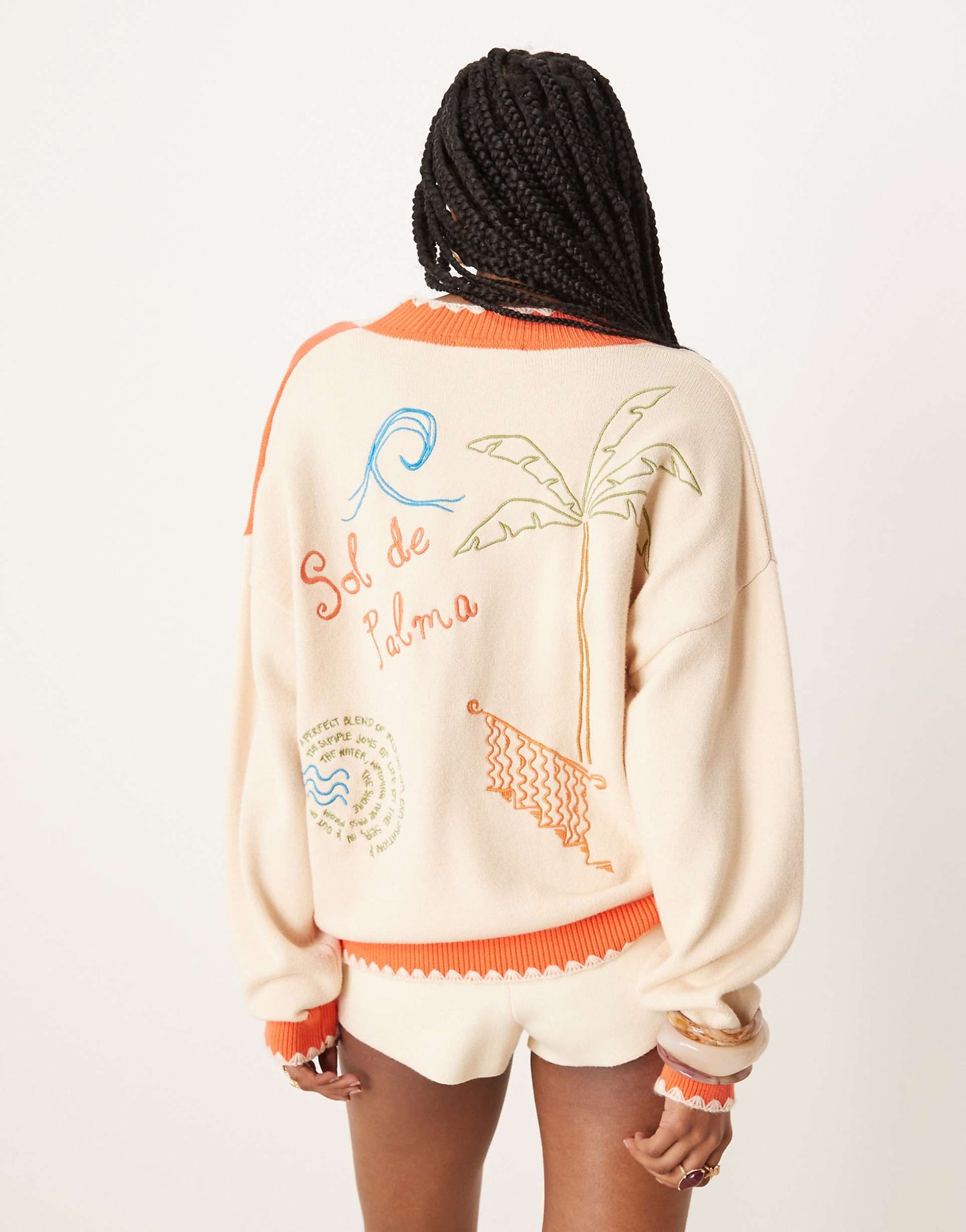 Palm Embroidered Cardigan