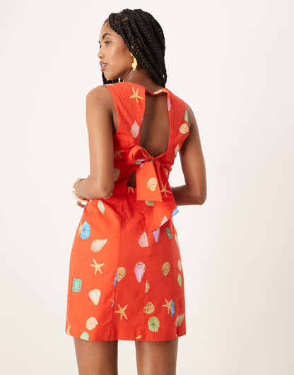 Rainbow Shell Print Mini Shift Dress