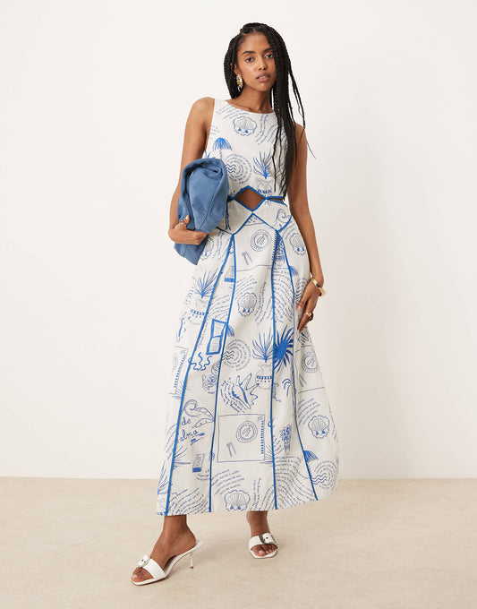 Contrast Seam Midaxi Dress