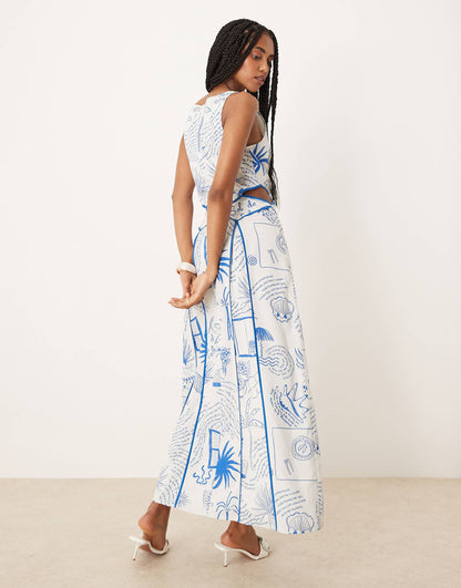Contrast Seam Midaxi Dress