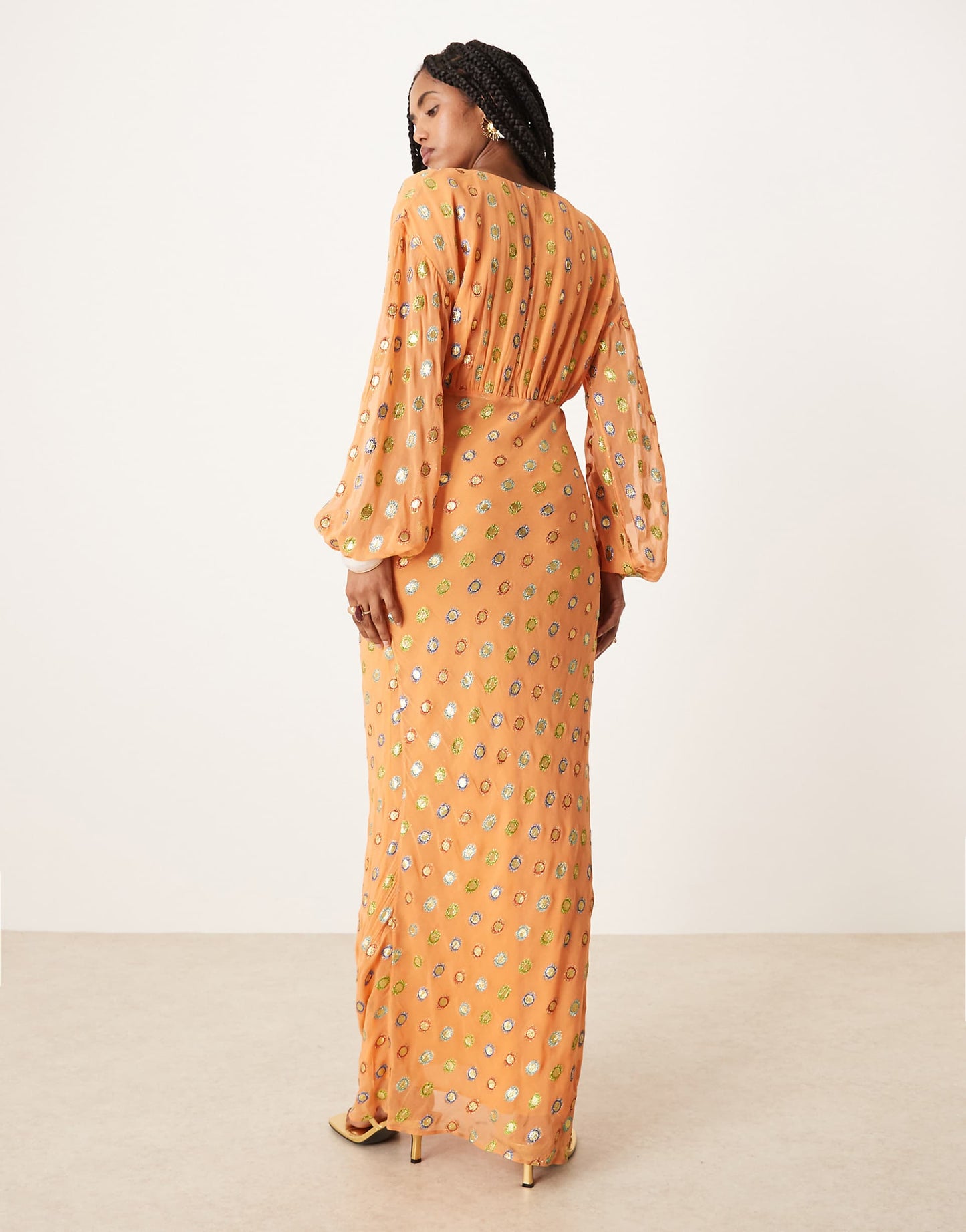Metallic Gold Spot Midaxi Dress