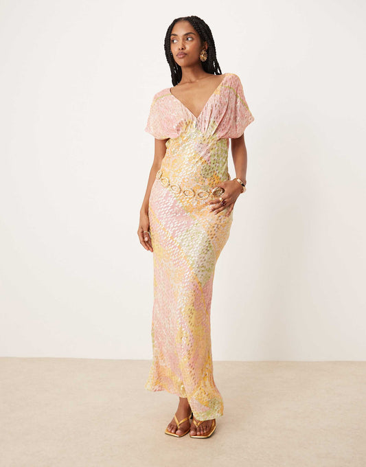 Metallic Boho Maxi Dress